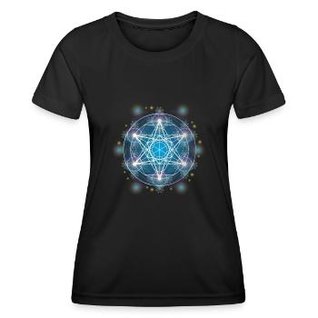 Metatron, Yoga Spirituell - Frauen Funktions-T-Shirt - Schwarz - Vorne - AI Model Female 172 light (172cm)