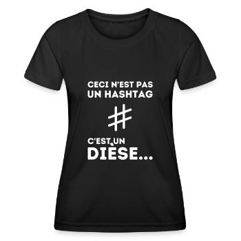 Ceci N'est Pas Un Hashtag C'est Un Dièse Humour - T-shirt sport Femme - noir - Devant - AI Model Female 172 light (172cm)