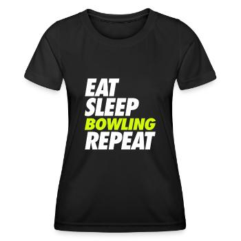 Eat Sleep Bowling Repeat - Frauen Funktions-T-Shirt - Schwarz - Vorne - AI Model Female 172 light (172cm)