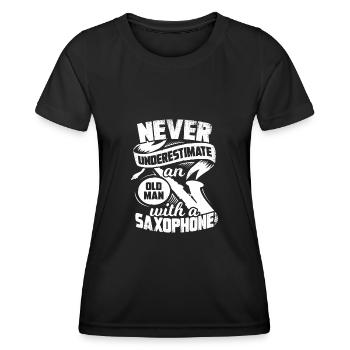 Saxophon Saxophonspieler Alter Mann Geschenk - Frauen Funktions-T-Shirt - Schwarz - Vorne - AI Model Female 172 light (172cm)