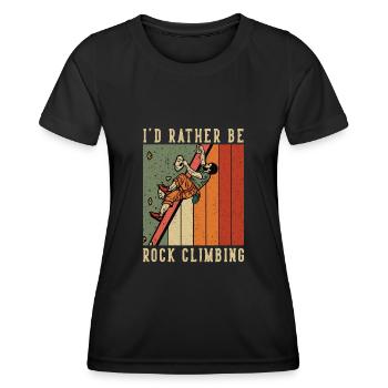 Je préfère être Rock Climbing Retro - T-shirt sport Femme - noir - Devant - AI Model Female 172 light (172cm)