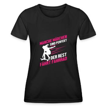 Retro Skater Girl Mädchen Skateboard Geschenk - Frauen Funktions-T-Shirt - Schwarz - Vorne - AI Model Female 172 light (172cm)