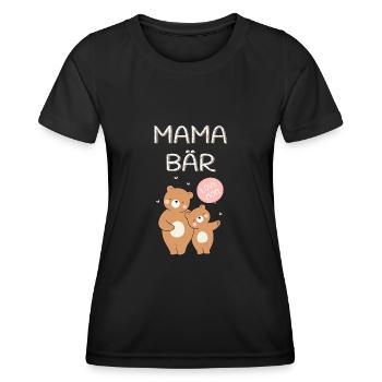 Mama Bär - Frauen Funktions-T-Shirt - Schwarz - Vorne - AI Model Female 172 light (172cm)