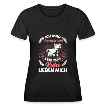 Lustiges Kuh Landwirt Bäuerin Kühe Geschenk - Frauen Funktions-T-Shirt - Schwarz - Vorne - AI Model Female 172 light (172cm)