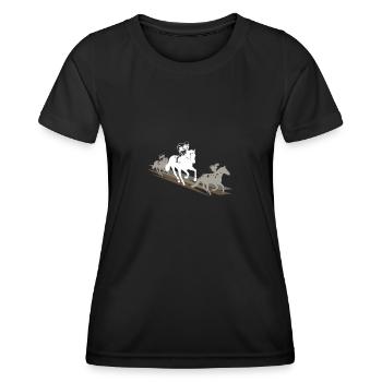 Geschenk Pferderennen Pferde Reiten Pferdesprüche - Frauen Funktions-T-Shirt - Schwarz - Vorne - AI Model Female 172 light (172cm)