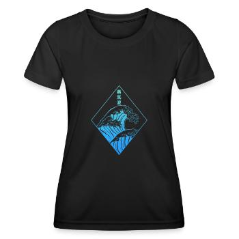 Great Wave of Kanagawa - Frauen Funktions-T-Shirt - Schwarz - Vorne - AI Model Female 172 light (172cm)