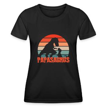 Papa Vater Papasaurus - Frauen Funktions-T-Shirt - Schwarz - Vorne - AI Model Female 172 light (172cm)