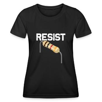 Drôle d’électricien jeu de mots - T-shirt sport Femme - noir - Devant - AI Model Female 172 light (172cm)