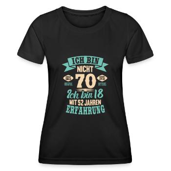 70. Geburtstag Lustiges Ich bin nicht 70 Jahre - Frauen Funktions-T-Shirt - Schwarz - Vorne - AI Model Female 172 light (172cm)