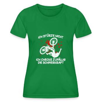 Ich stürze nicht - Mountainbike - Frauen Funktions-T-Shirt - Kelly Green - Vorne - AI Model Female 172 dark (172cm)