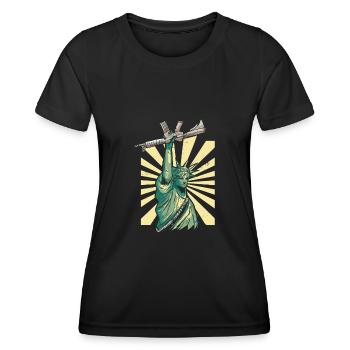 Statue of Liberty with machine gun AR 15 - Women's Functional T-Shirt - black - Front - AI Model Female 172 light (172cm)