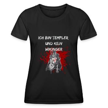 Je suis un Templier, pas un Viking. - T-shirt sport Femme - noir - Devant - AI Model Female 172 light (172cm)