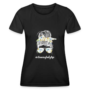 Femme de ménage Ménage - T-shirt sport Femme - noir - Devant - AI Model Female 172 light (172cm)