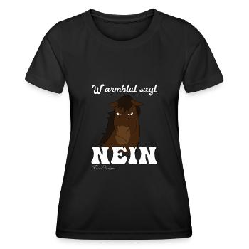 Warmblut sagt Nein Irre lustiges störrisches Pferd - Frauen Funktions-T-Shirt - Schwarz - Vorne - AI Model Female 172 light (172cm)