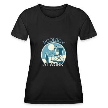 Poolboy At Work Pool Pool Jungs - Frauen Funktions-T-Shirt - Schwarz - Vorne - AI Model Female 172 light (172cm)