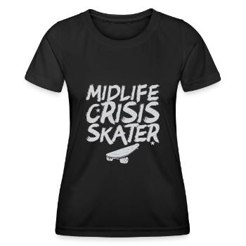 Midlife Crisis Skater Skateboard Skateboarding - Frauen Funktions-T-Shirt - Schwarz - Vorne - AI Model Female 172 light (172cm)