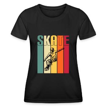 skateboard skater skate sport fahren skaten - Frauen Funktions-T-Shirt - Schwarz - Vorne - AI Model Female 172 light (172cm)
