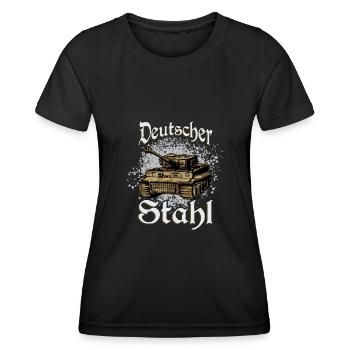 Deutscher Tiger Panzer T-shirt Soldaten Geschenk - Frauen Funktions-T-Shirt - Schwarz - Vorne - AI Model Female 172 light (172cm)