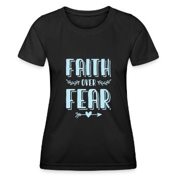 croire sur la peur bible - T-shirt sport Femme - noir - Devant - AI Model Female 172 light (172cm)