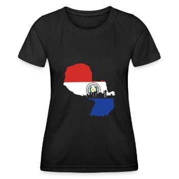 Paraguay Flagge - Frauen Funktions-T-Shirt - Schwarz - Vorne - AI Model Female 172 light (172cm)