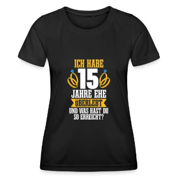 Kristallhochzeit 15 Hochzeitstag Geschenkidee - Frauen Funktions-T-Shirt - Schwarz - Vorne - AI Model Female 172 light (172cm)