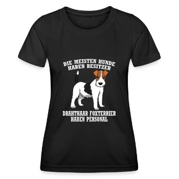 Drahthaar Foxterrier Hund Ich War Normal Bis mein - Frauen Funktions-T-Shirt - Schwarz - Vorne - AI Model Female 172 light (172cm)
