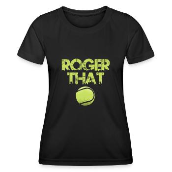 Tennisman sort Roger That Tennisball - T-shirt sport Femme - noir - Devant - AI Model Female 172 light (172cm)