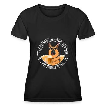 Bergers allemands et la bière, j'aime ça - T-shirt sport Femme - noir - Devant - AI Model Female 172 light (172cm)