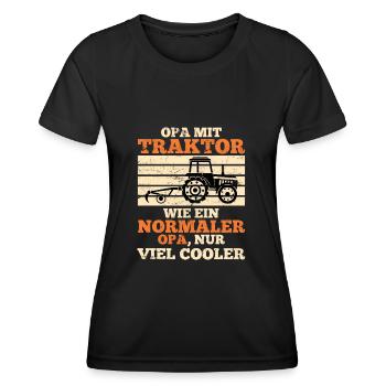 Opa Traktor Trekker Geschenk Landwirt Bauer - Frauen Funktions-T-Shirt - Schwarz - Vorne - AI Model Female 172 light (172cm)