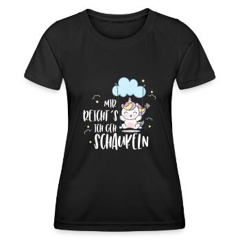 Einhorn, MIr reichts ich geh schaukeln - Frauen Funktions-T-Shirt - Schwarz - Vorne - AI Model Female 172 light (172cm)