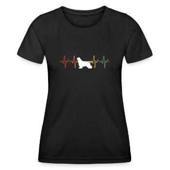 Épagneul vintage Heartbeat - T-shirt sport Femme - noir - Devant - AI Model Female 172 light (172cm)