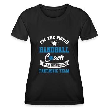 Handball Trainer Handballer Mannschaft Ball - Frauen Funktions-T-Shirt - Schwarz - Vorne - AI Model Female 172 light (172cm)
