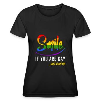 Schwulen Spruch Gay Lächle wenn du Schwul bist - Frauen Funktions-T-Shirt - Schwarz - Vorne - AI Model Female 172 light (172cm)