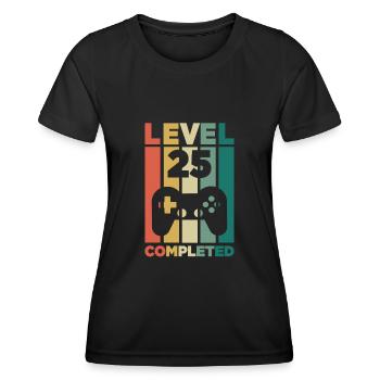 25th Birthday Gamer Level 25 Years Gift - Women's Functional T-Shirt - black - Front - AI Model Female 172 light (172cm)