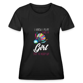 Badminton Badminton Badminton Player Ball Sport - Women's Functional T-Shirt - black - Front - AI Model Female 172 light (172cm)