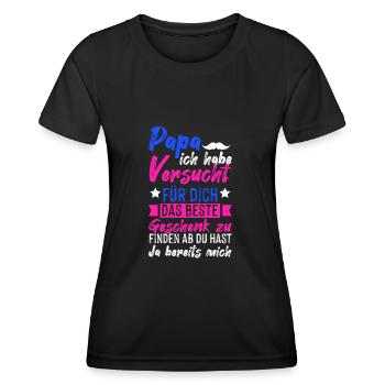 Papa Vater Tochter Sohn Geschenk Vatertag - Frauen Funktions-T-Shirt - Schwarz - Vorne - AI Model Female 172 light (172cm)