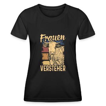 Kuh Retro Kühe Bauer Frauen Versteher Vintage - Frauen Funktions-T-Shirt - Schwarz - Vorne - AI Model Female 172 light (172cm)