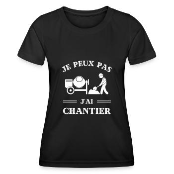 t shirt je peux pas j'ai chantier humour travaux - T-shirt sport Femme - noir - Devant - AI Model Female 172 light (172cm)