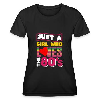 Girls 1980s love 80s gift - Women's Functional T-Shirt - black - Front - AI Model Female 172 light (172cm)