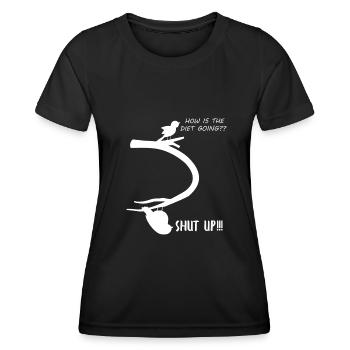 WItziger Spruch mit dickem Vogel für Übergewichtig - Frauen Funktions-T-Shirt - Schwarz - Vorne - AI Model Female 172 light (172cm)