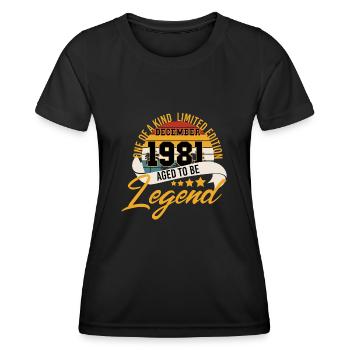 40th birthday December 1981 Vintage - Women's Functional T-Shirt - black - Front - AI Model Female 172 light (172cm)