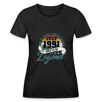 Vintage 30e anniversaire juillet 1991 - T-shirt sport Femme - noir - Devant - AI Model Female 172 light (172cm)