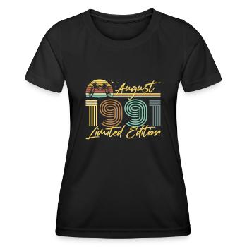 Août 1991 - T-shirt sport Femme - noir - Devant - AI Model Female 172 light (172cm)