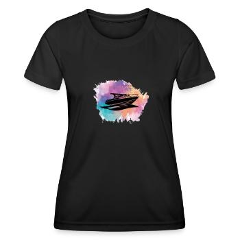 Bateau bateau bateau bateau bateau - T-shirt sport Femme - noir - Devant - AI Model Female 172 light (172cm)