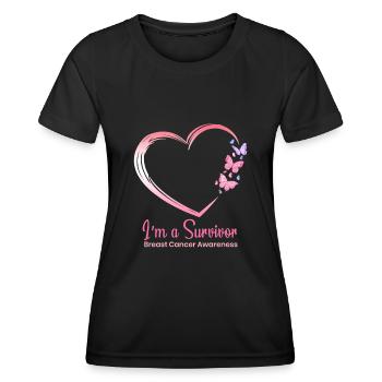 Pink Ribbon Breast Cancer Survivor Support Cancer - Women's Functional T-Shirt - black - Front - AI Model Female 172 light (172cm)