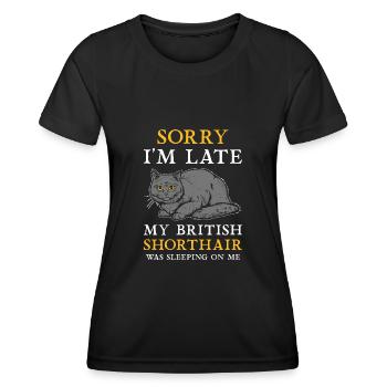 Chat British Shorthair BKH - T-shirt sport Femme - noir - Devant - AI Model Female 172 light (172cm)