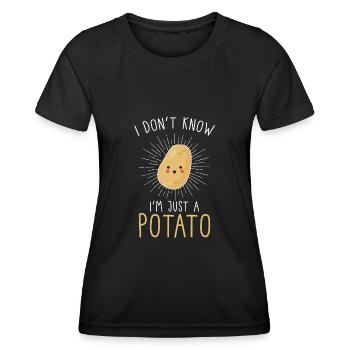 Kawaii Kartoffel Kawaii Essen - Frauen Funktions-T-Shirt - Schwarz - Vorne - AI Model Female 172 light (172cm)