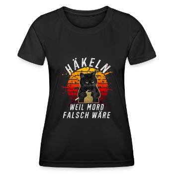 Häkeln Stricken nähen Handarbeit - Frauen Funktions-T-Shirt - Schwarz - Vorne - AI Model Female 172 light (172cm)