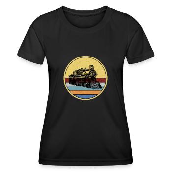 Train modélisé à vapeur train train locomotive - T-shirt sport Femme - noir - Devant - AI Model Female 172 light (172cm)
