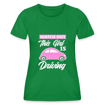 Conducteur débutante Permis de conduire fille cadeau - T-shirt sport Femme - vert - Devant - AI Model Female 172 dark (172cm)